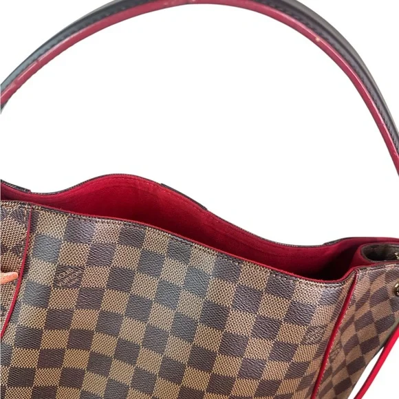 LOUIS VUITTON Damier Ebene Tote Bag with Red Accents - Picture 7 of 10